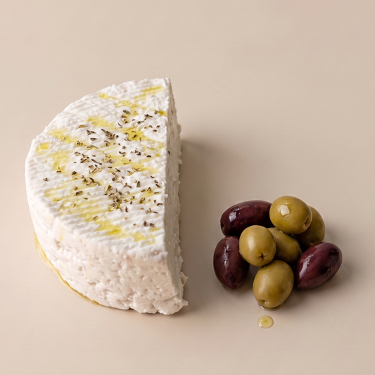 queso feta con aceitunas